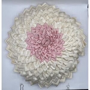 Vintage Handmade 17" Pink Cream Solid Satin Flower Petal Pillow Cover